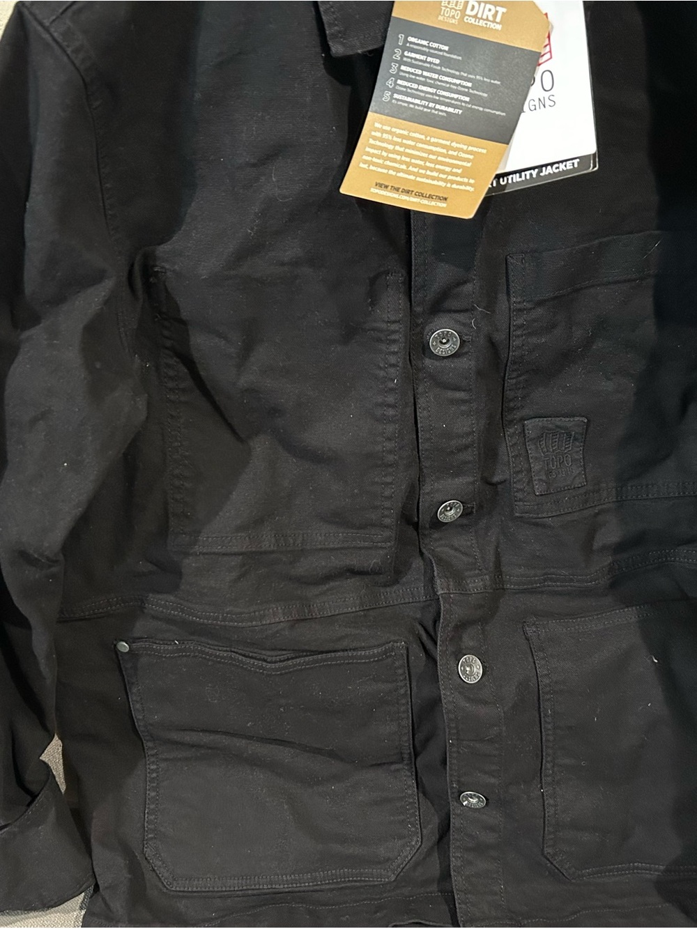 Topo Designs Black Field Utility Jacket with Front Patch Pockets